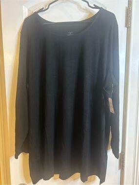 CJ Banks Black Long Sleeve Crewneck Shirt